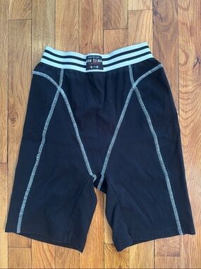 Men's Black Athletic Compression Shorts with Striped Waistband